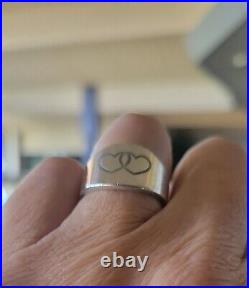 Retired James Avery Tapered Ring with Double Hearts Engraved, NEAT Piece! Size 7