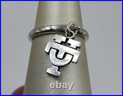 Retired James Avery UT University Of Texas Dangle Charm Ring Sterling Silver
