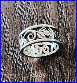 Retired James Avery Vintage Vine and Flowers Eternity Band Ring Size 5.5 fits 5
