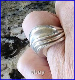 Retired James Avery WIDE Asymmetrical Wave Dome Ring Size 7