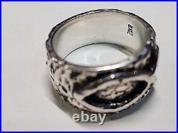 Retired James Avery WIDE Textured Fish Ring Sterling Silver Size 9