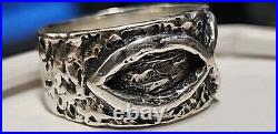 Retired James Avery WIDE Textured Fish Ring Sterling Silver Size 9