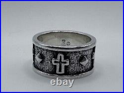 Retired James Avery Wide Cross Eternity Band Ring Size 7.5 Sterling Silver