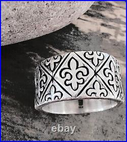 Retired James Avery Wide Fleur De Lis Band ring Size 8