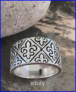Retired James Avery Wide Fleur De Lis Band ring Size 8