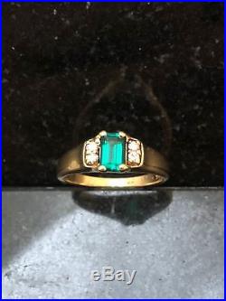 Retired James Avery Women's Emerald & Diamond Ring Sz 6 14K Yellow Gold. 585