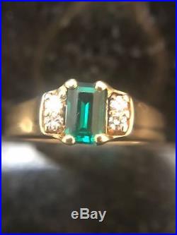 Retired James Avery Women's Emerald & Diamond Ring Sz 6 14K Yellow Gold. 585