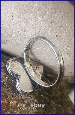 Retired James aVery Heirloom Bronze and Silver Flower Heart Ring Sz 9