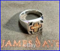 Retired Men's James Avery Ring Sterling Silver With 14K Gold Cross