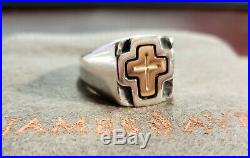 Retired Men's James Avery Ring Sterling Silver With 14K Gold Cross