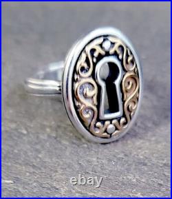 Retired RARE James Avery Journey Keyhole Oval Bronze/Silver Ring withJA Box Sz 6