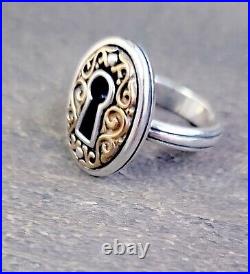 Retired RARE James Avery Journey Keyhole Oval Bronze/Silver Ring withJA Box Sz 6