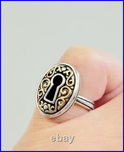 Retired RARE James Avery Journey Keyhole Oval Bronze/Silver Ring withJA Box Sz 6