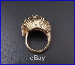 Retired Rare James Avery 14k Yellow Gold 3D Armadillo Ring Size 7.5 RG1411