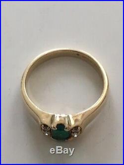 Retired Rare James Avery Barcelona Emerald Diamond Ring Sz 7 1/4 Gold 14K