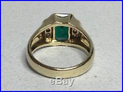 Retired Rare James Avery Lab Emerald And Diamond Ring Sz 6 1/2 Gold 14K Texas