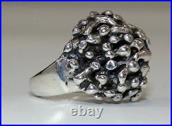 Retired Rare James Avery Ring Signed Sterling Silver Large Brutalist Dome Pierce