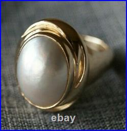 Retired & UNIQUE James Avery 14k Gold OVAL PEARL Ring Size 6.5