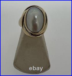 Retired & Unique James Avery 14k Gold OVAL PEARL Ring Size 6