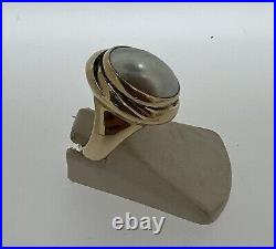 Retired & Unique James Avery 14k Gold OVAL PEARL Ring Size 6