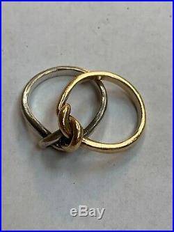 Retired Vintage James Avery 14K Gold And Silver Love Knot Double Ring Sz. 6.5