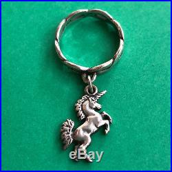 Retired Vintage James Avery Silver Unicorn Dangle Ring Charm Blue Pouch & Box 4