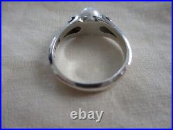 Signed JAMES AVERY Cultured PEARL Scroll BAND RING Size 6.25 Sterling Silver