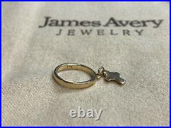 Size 3 Vintage James Avery Dangle Cross Charm 14K Gold Pinky / Child Ring