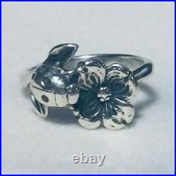 Size 4 Retired James Avery Sterling Silver 925 Dogwood Flower and Ladybug Ring