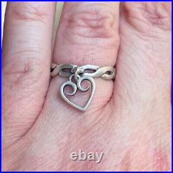 Size 6.5 James Avery Retired Sterling Silver 925 Heart Charm Braided Dangle Ring