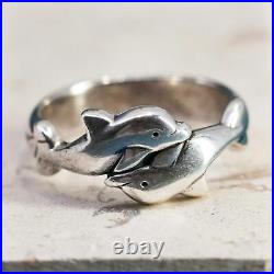 Size 6.5, retired James Avery sterling silver handmade ring, 925 dolphin band