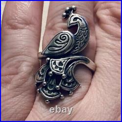 Size 7 1/2 Retired James Avery Sterling Silver 925 Festive Peacock Ring