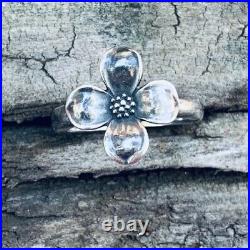 Size 7 3/4 Retired James Avery Sterling Silver 925 Flower Dogwood Blossom Ring