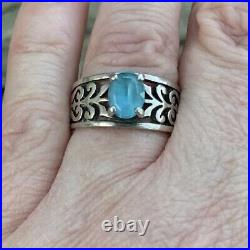 Size 8 James Avery Sterling Silver Adoree Ring with Blue Topaz December Stone