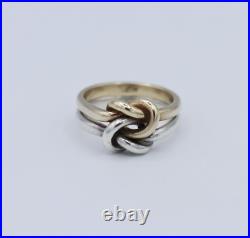 Sterling Silver & 14K Yellow Gold James Avery Lovers Knot Ring Size 6 RARE