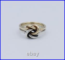 Sterling Silver & 14K Yellow Gold James Avery Lovers Knot Ring Size 7 RARE