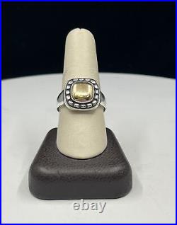 Sterling Silver 14k Gold James Avery Square Beaded Ring Size 10-1/4