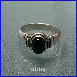 Sterling Silver 925 James Avery Beaded Onyx Ring Size 6.75
