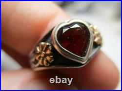 Sterling Silver 925 Vintage James Avery 14k Gold Garnet Heart Ring Size 6.75