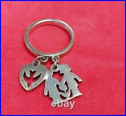 Sterling Silver James Avery Double Charm Ring Dove in Heart LOVE IS Boy & Girl