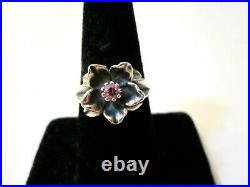 Sterling Silver James Avery Rare Retired Flower Pink Sapphire Ring SIze 7.5 WOW
