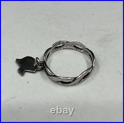 Sterling Silver James Avery Texas Dangle Charm Braided Ring Size 5.5