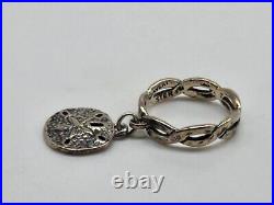 Sterling Size 5 James Avery RETIRED Twisted Wire Ring withDangle Sand Dollar Charm