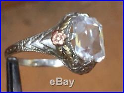 Stunning Antique James Avery White Sapphire 10K White Gold Ring Size 5.5