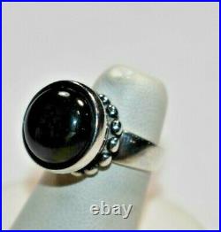 Stunning RETIRED JAMES AVERY Sterling Silver 925 ONYX 3-D Bead Ring Sz- 4.5
