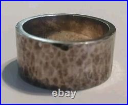 Sz 7 James Avery 925 Ster Silver 10mm Wide Band Hammered Ring