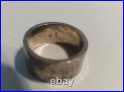 Sz 7 James Avery 925 Ster Silver 10mm Wide Band Hammered Ring