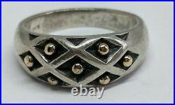 Sz 8.5 RARE RETIRED James Avery Sterling Silver Dome Ring 14k Gold Beads