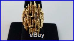 VERY RARE RETIRED James Avery Tall Tree Bark Nugget Ring 14k Yellow Gold Size 8