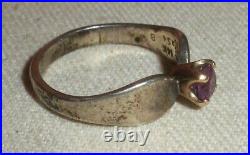 VINTAGE RETIRED JAMES AVERY AMETHYST & 14K GOLD STERLING SILVER RING SIZE 5 tuvi
